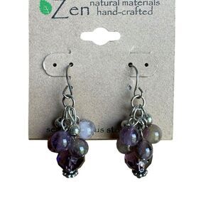Buffalo Jewelry Semi Precious Dangle Earrings NWT Zen Purple
